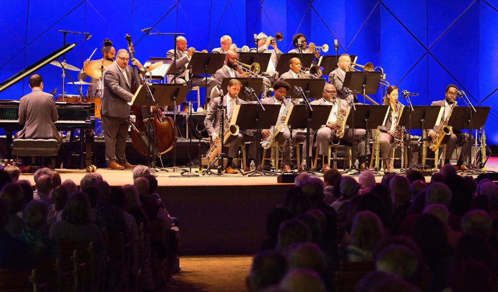 Wynton Marsalis, Lincoln Center Jazz Orchestra at Tanglewood; Hilary Scott/BSO photo.